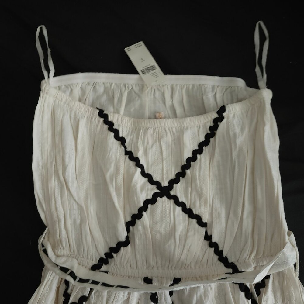 Anthropologie White Maxi Dress with Black Geometric Trim - Picture 7 of 7